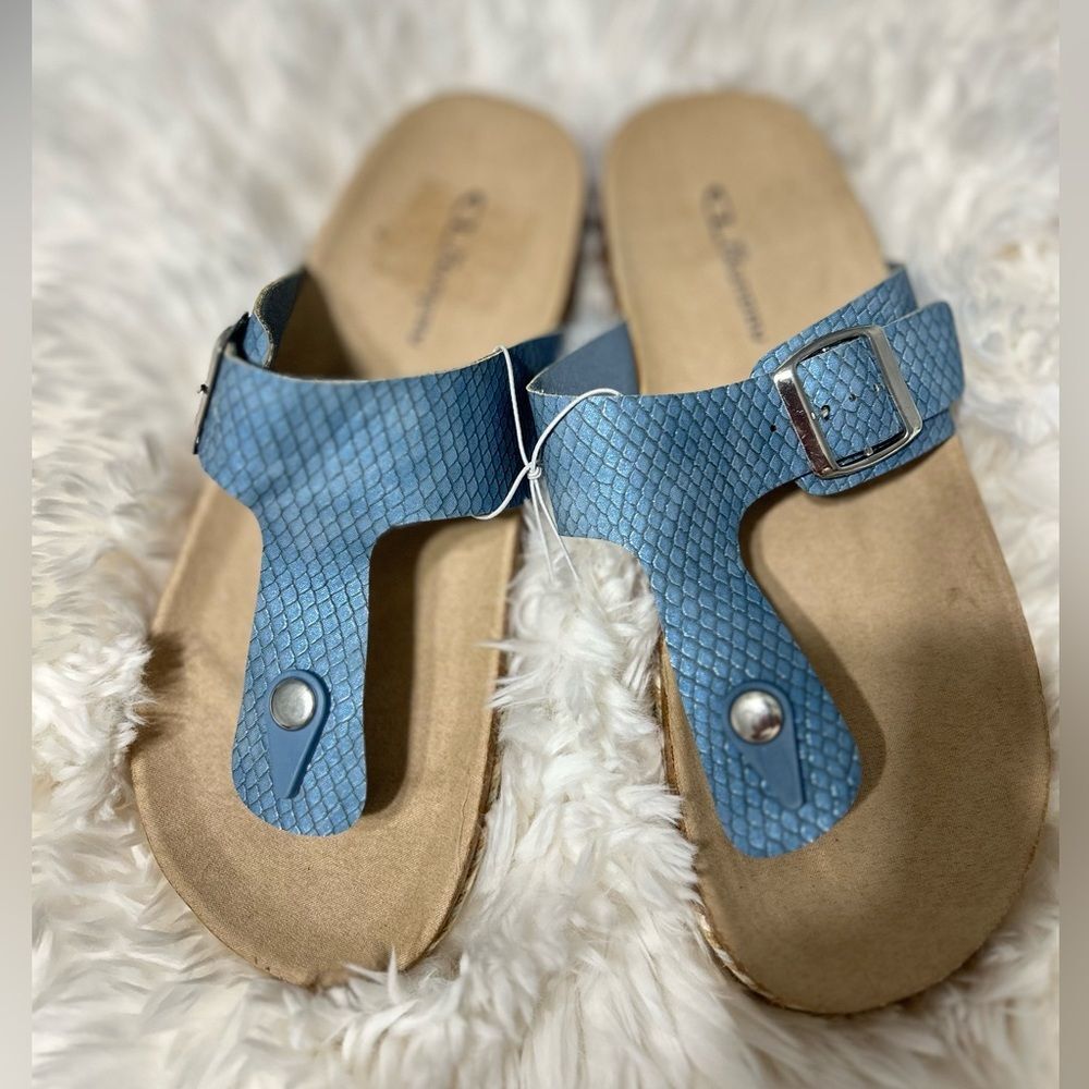 CL by Laundry Women's Sandals in Blue with Textured Strap